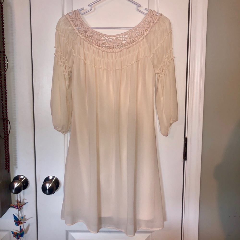 cream shoulder dress!